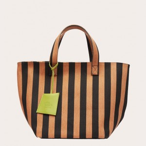 Beige Little Liffner Stripe Women's Tote Bag | FNTLOY-715
