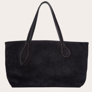 Black Little Liffner Mega Sprout Suede Women's Tote Bag | RXWYOC-217