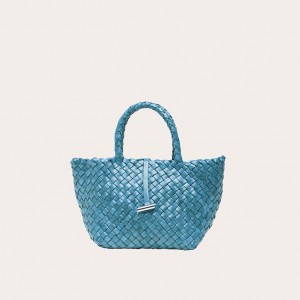Blue Little Liffner Mini Leather Basket Women's Tote Bag | TPOZED-593