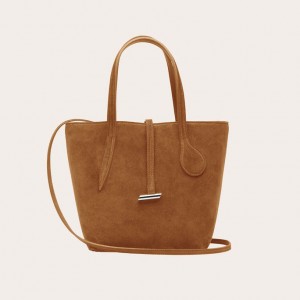 Brown Little Liffner Sprout Mini Suede Women's Tote Bag | YGKBJF-293