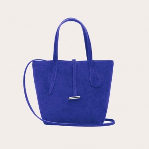 Navy Little Liffner Sprout Mini Suede Women's Tote Bag | DERXHK-834