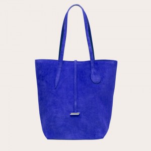 Navy Little Liffner Tall Sprout Suede Women's Tote Bag | WLUOFN-752