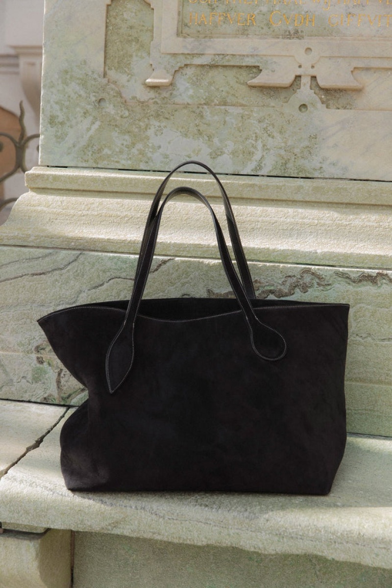 Black Little Liffner Mega Sprout Suede Women's Tote Bag | RXWYOC-217