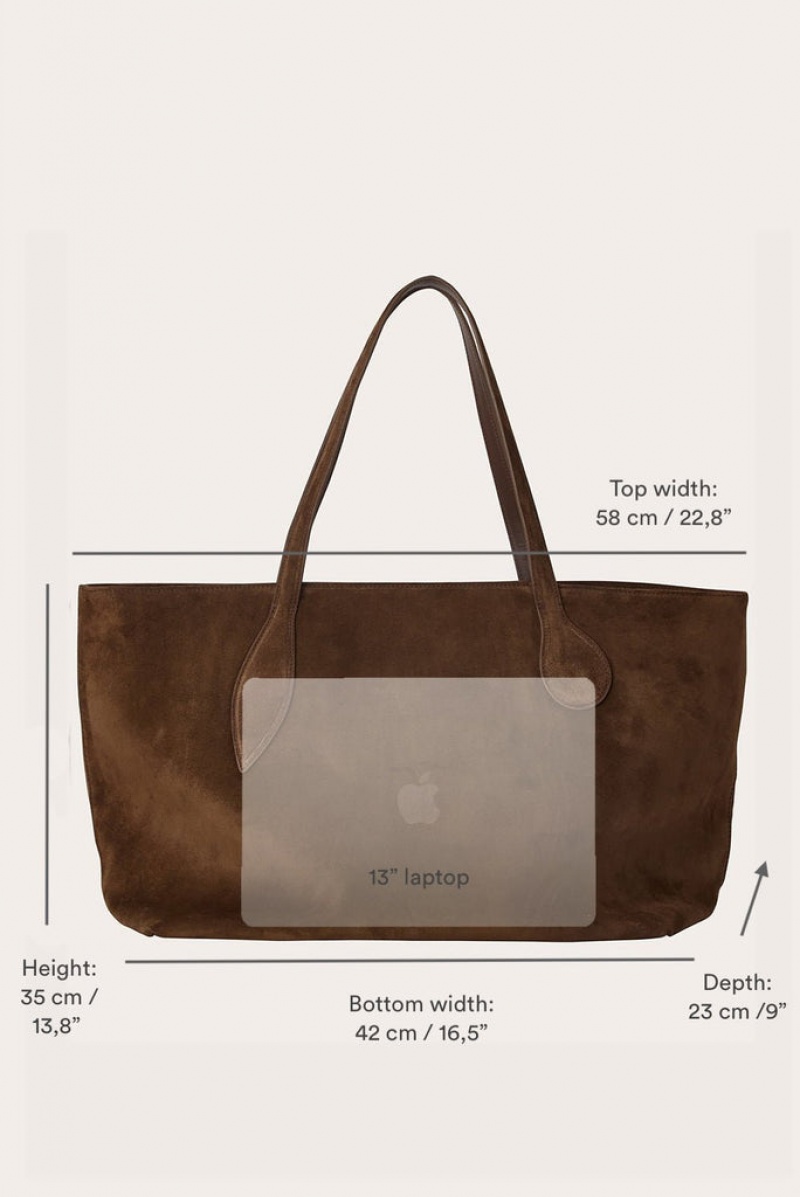Black Little Liffner Mega Sprout Suede Women's Tote Bag | RXWYOC-217