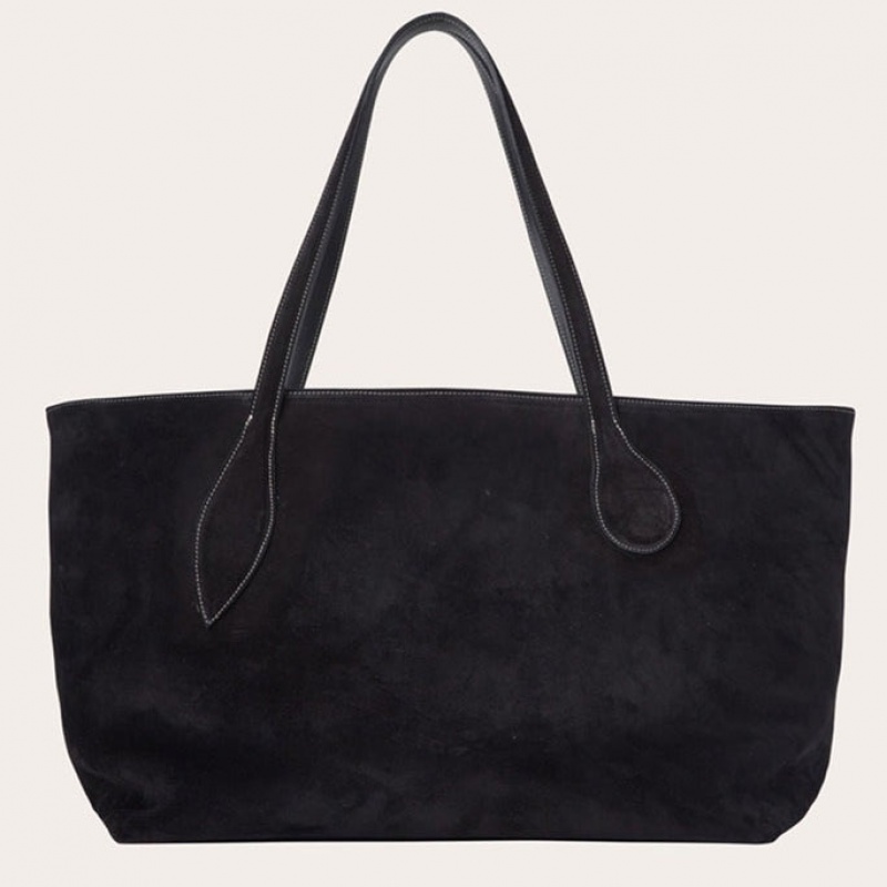 Black Little Liffner Mega Sprout Suede Women\'s Tote Bag | RXWYOC-217