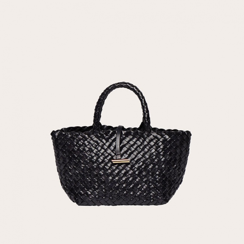 Black Little Liffner Mini Leather Basket Women\'s Tote Bag | JYUKDX-534