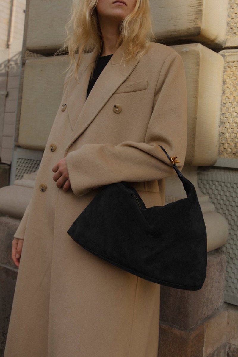 Black Little Liffner Pillow Suede Women's Shoulder Bag | VSZWGR-214