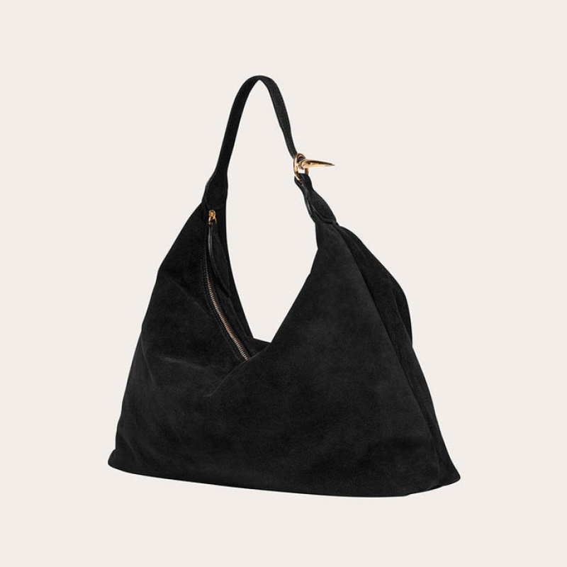 Black Little Liffner Pillow Suede Women's Shoulder Bag | VSZWGR-214