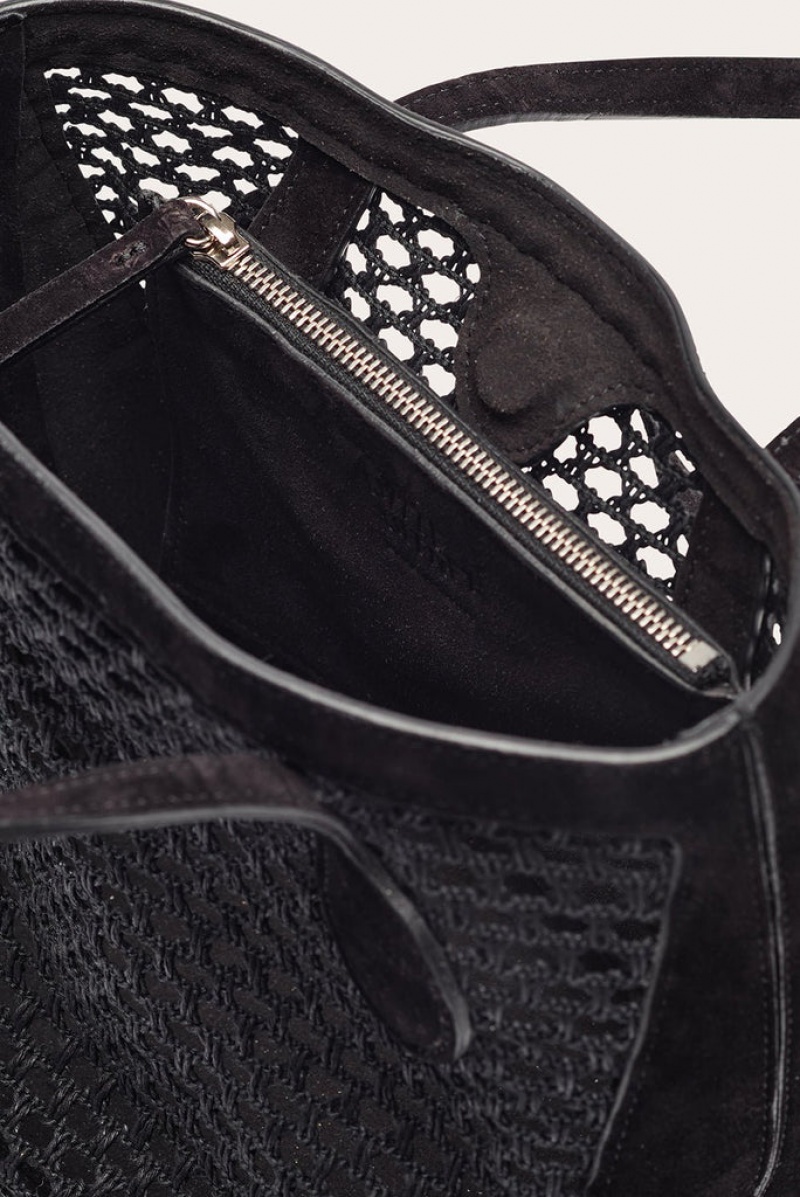 Black Little Liffner Sprout Mini Crochet Women's Tote Bag | KYRMTL-526