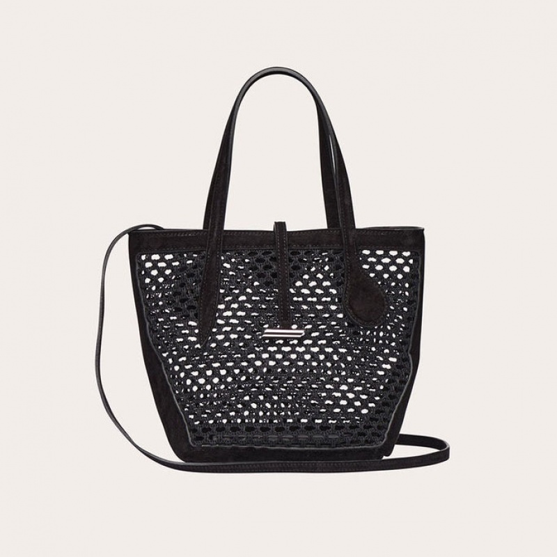 Black Little Liffner Sprout Mini Crochet Women\'s Tote Bag | KYRMTL-526