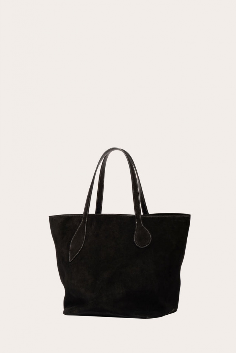 Black Little Liffner Sprout Suede Women's Tote Bag | RULWJV-713