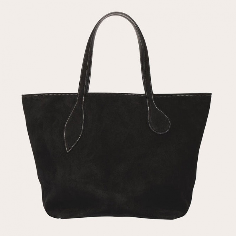 Black Little Liffner Sprout Suede Women\'s Tote Bag | RULWJV-713