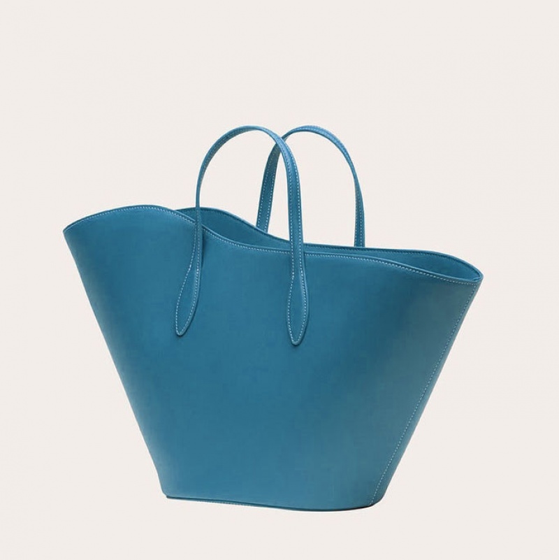 Blue Little Liffner Open Tulip Medium Women's Tote Bag | KOMALF-271