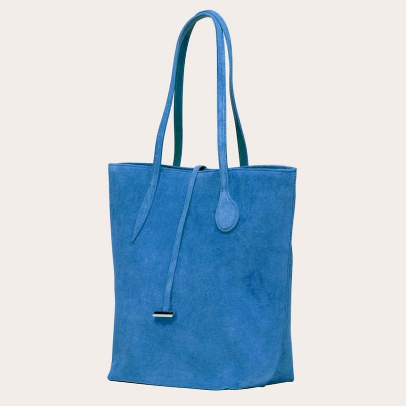 Blue Little Liffner Tall Sprout Suede Women's Tote Bag | ZGTQBK-954