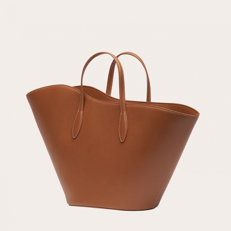 Brown Little Liffner Open Tulip Medium Women's Tote Bag | MTSOGC-758