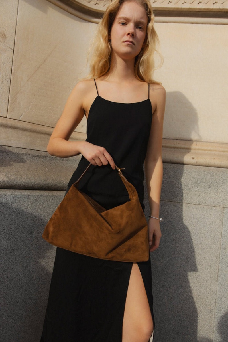 Brown Little Liffner Pillow Suede Women's Shoulder Bag | NGRCFT-015