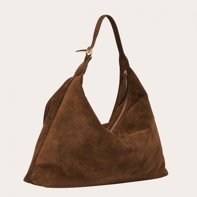 Brown Little Liffner Pillow Suede Women's Shoulder Bag | NGRCFT-015
