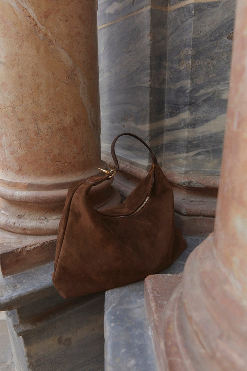 Brown Little Liffner Pillow Suede Women's Shoulder Bag | NGRCFT-015