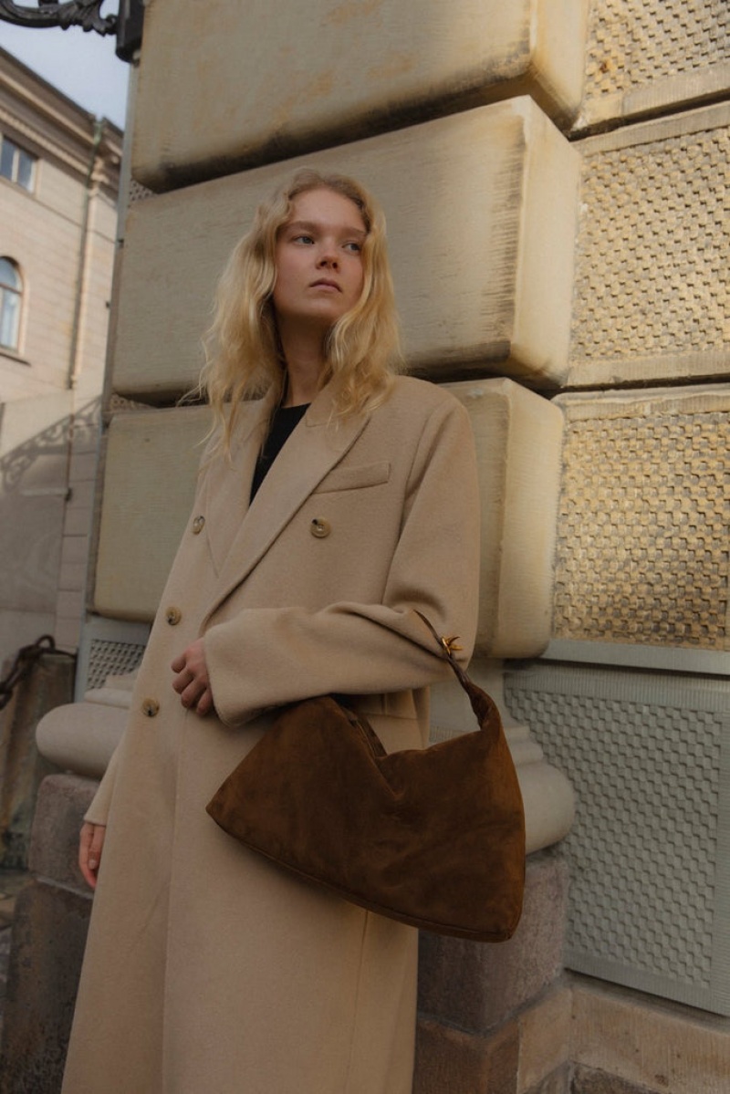 Brown Little Liffner Pillow Suede Women's Shoulder Bag | NGRCFT-015