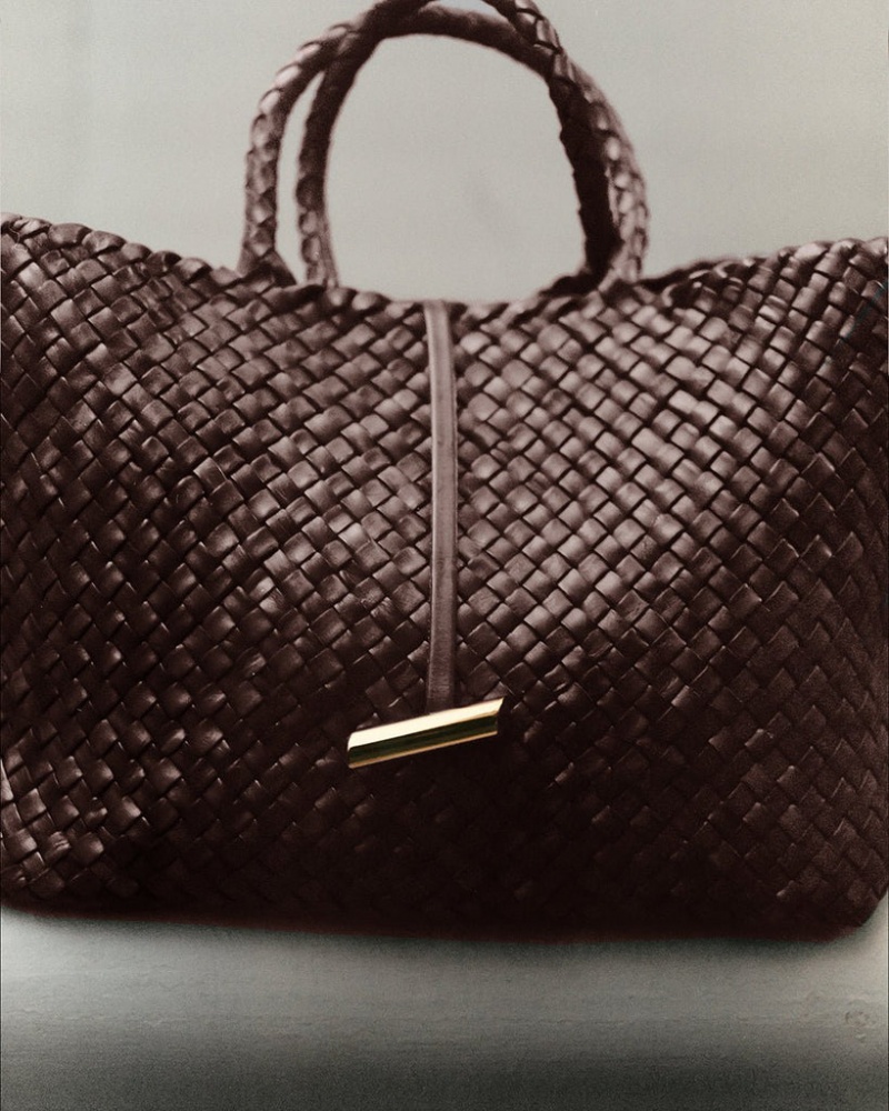 Dark Brown Little Liffner Large Leather Basket Women's Tote Bag | EKROUV-630