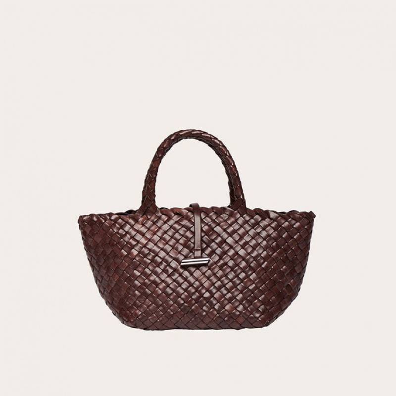 Dark Brown Little Liffner Mini Leather Basket Women\'s Tote Bag | QRPCXU-673