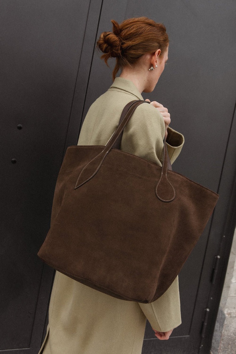 Dark Brown Little Liffner Sprout Suede Women's Tote Bag | JAXNLO-093