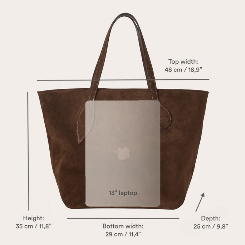Dark Brown Little Liffner Sprout Suede Women's Tote Bag | JAXNLO-093