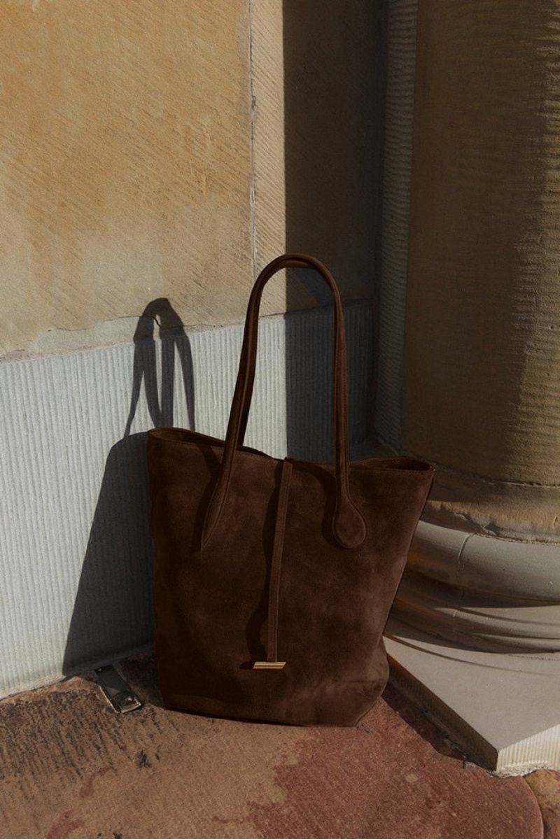 Dark Brown Little Liffner Tall Sprout Suede Women's Tote Bag | LBYAHJ-910