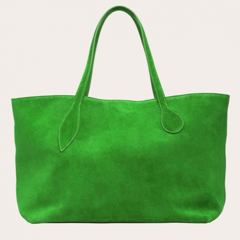 Green Little Liffner Mega Sprout Suede Women\'s Tote Bag | AKBVPI-257