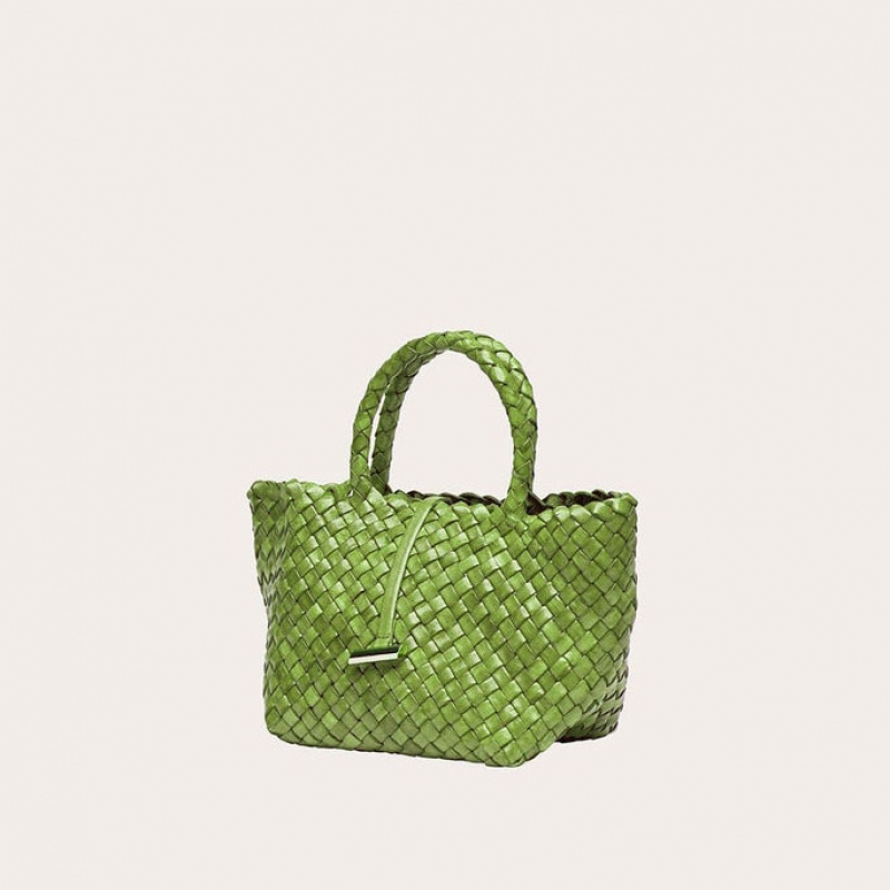 Green Little Liffner Mini Leather Basket Women's Tote Bag | AXUSKT-352