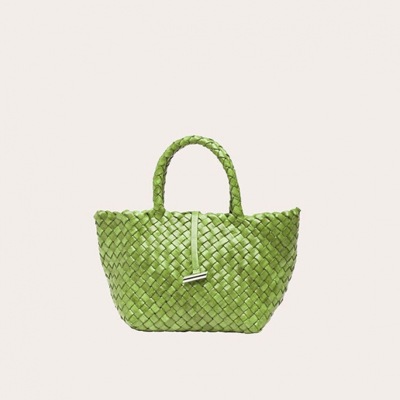 Green Little Liffner Mini Leather Basket Women\'s Tote Bag | AXUSKT-352