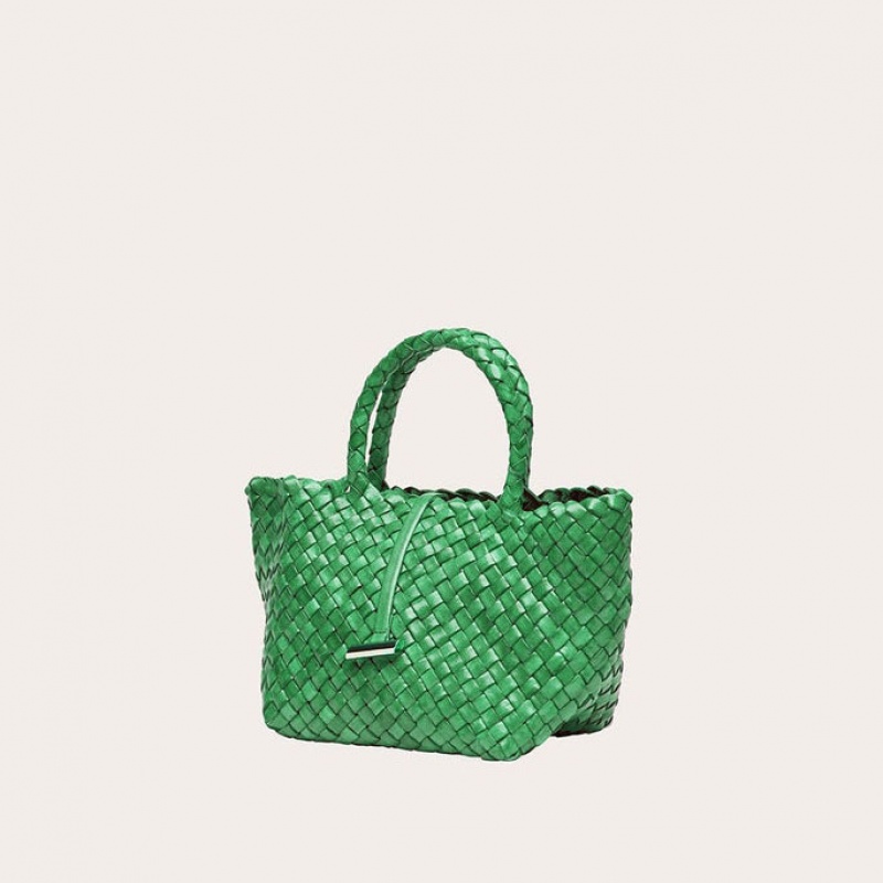 Green Little Liffner Mini Leather Basket Women's Tote Bag | SEPGIT-953