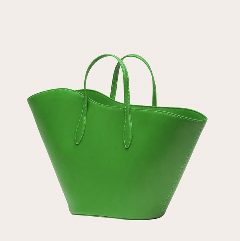 Green Little Liffner Open Tulip Medium Women's Tote Bag | QEMDRV-086