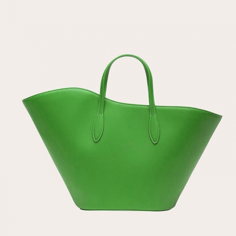 Green Little Liffner Open Tulip Medium Women\'s Tote Bag | QEMDRV-086