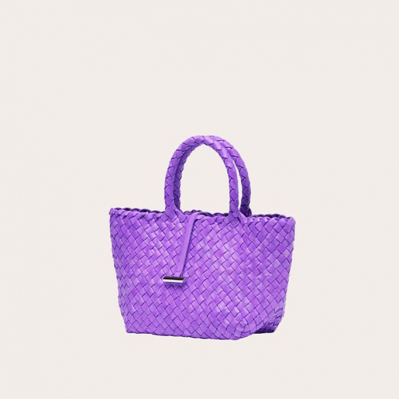 Lavender Little Liffner Mini Leather Basket Women's Tote Bag | JTVMOB-659