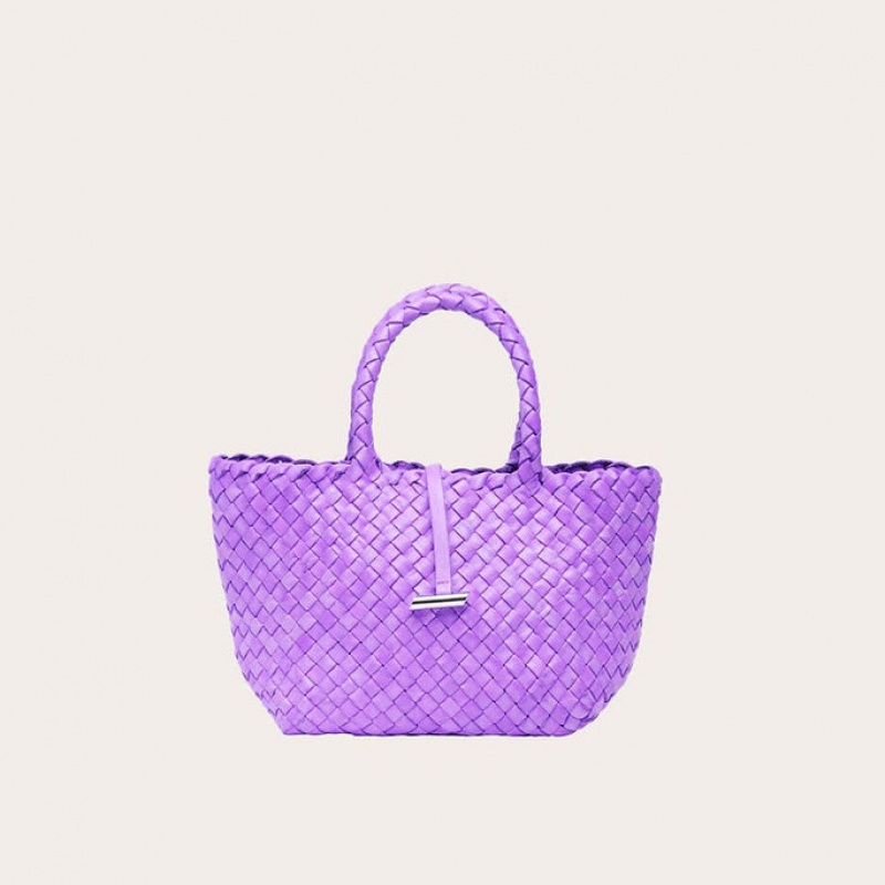Lavender Little Liffner Mini Leather Basket Women\'s Tote Bag | JTVMOB-659