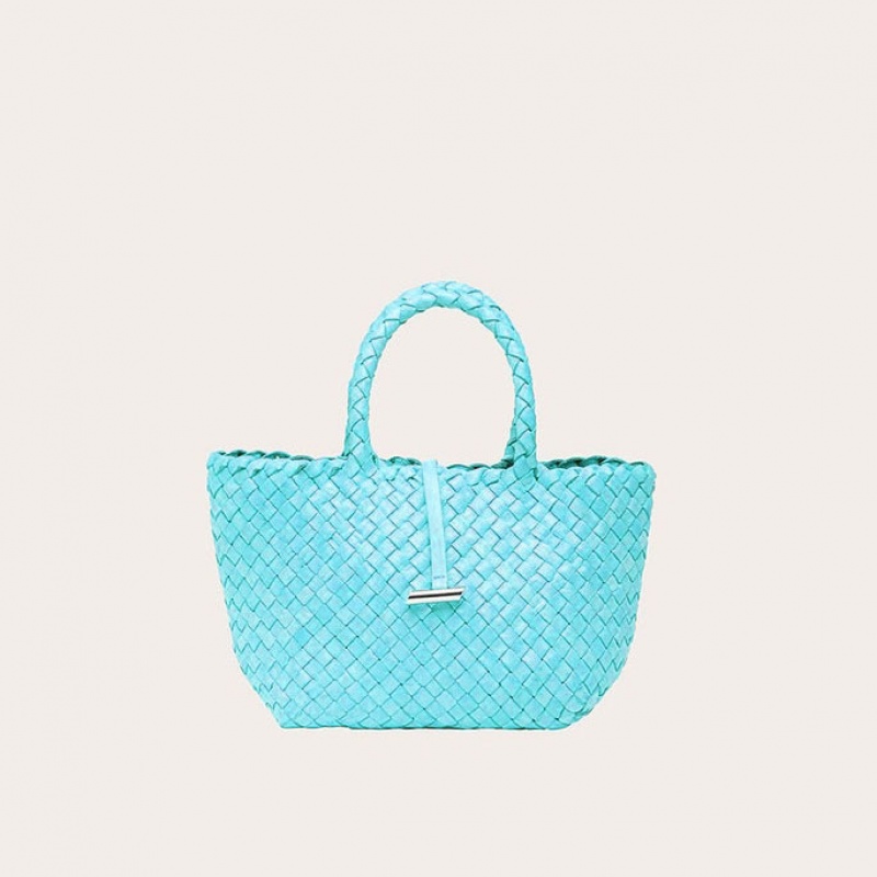 Light Blue Little Liffner Mini Leather Basket Women\'s Tote Bag | UZKBFN-853