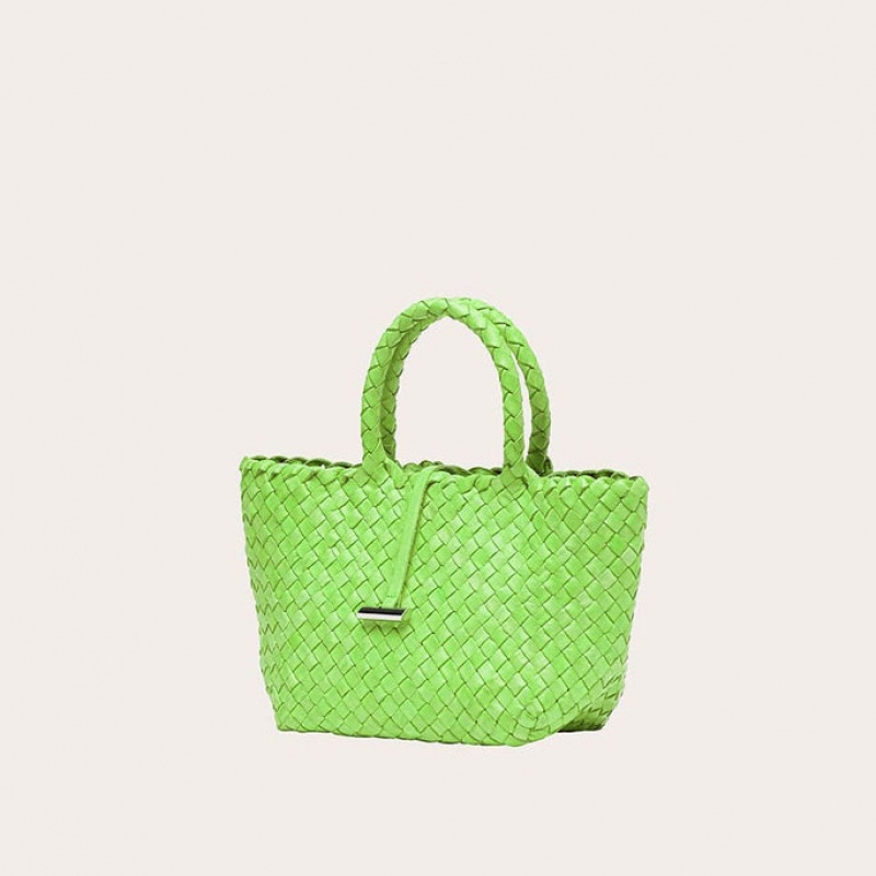 Light Green Little Liffner Mini Leather Basket Women's Tote Bag | NYAIDQ-543