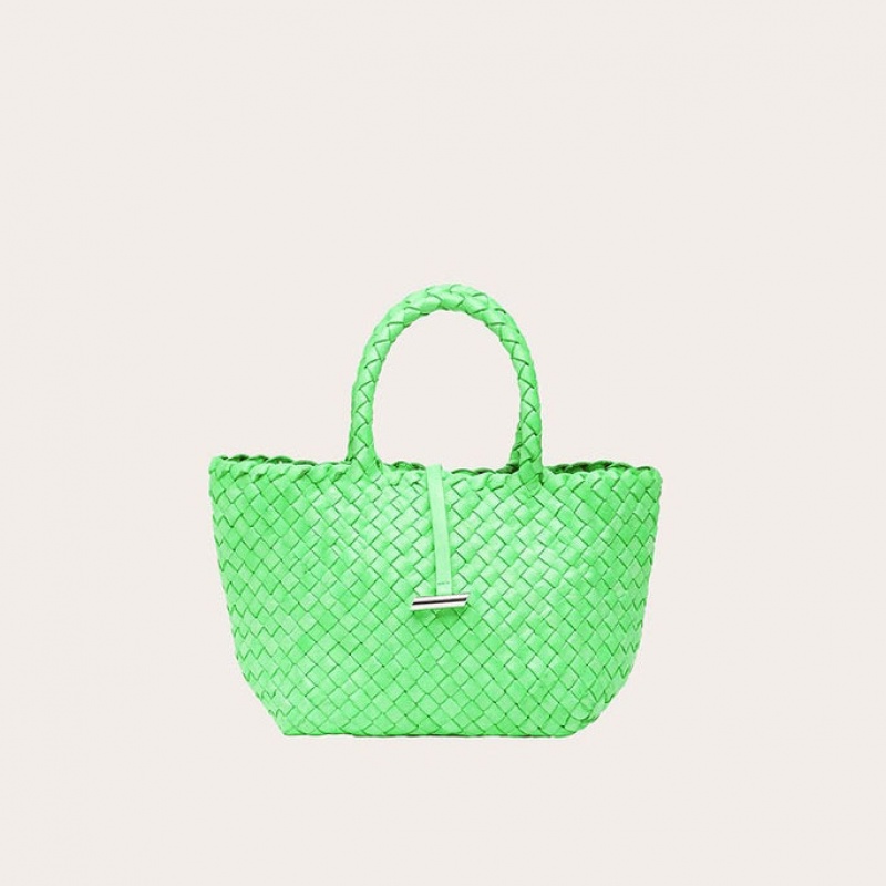 Light Green Little Liffner Mini Leather Basket Women\'s Tote Bag | UERNCJ-316