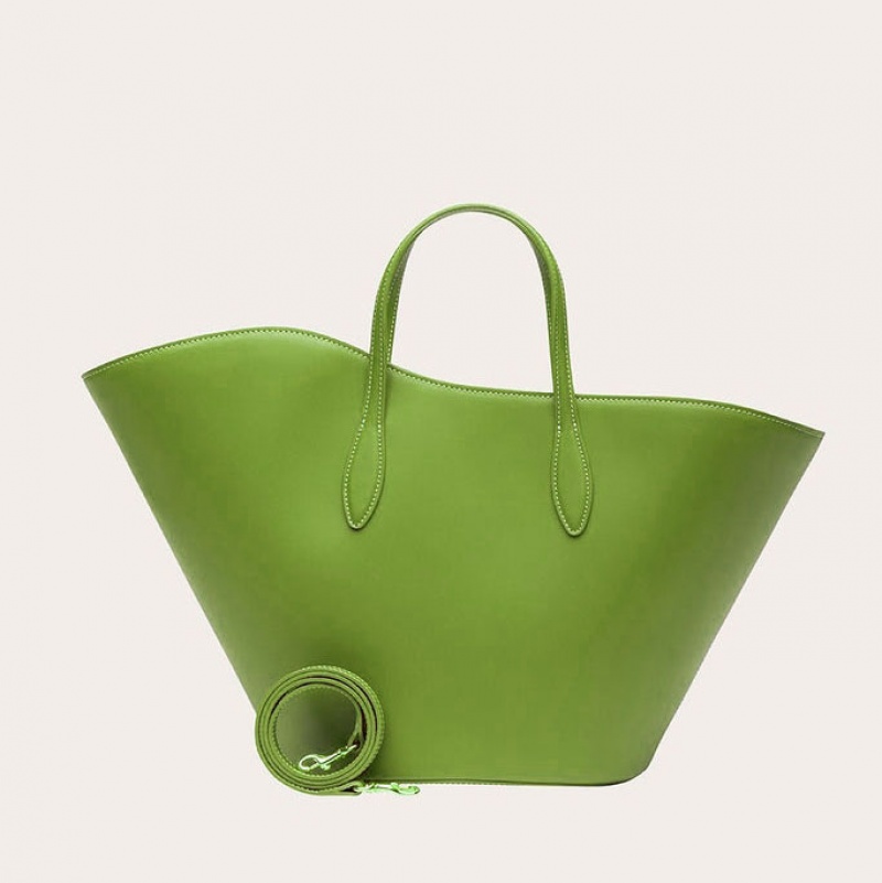Light Green Little Liffner Open Tulip Medium Women's Tote Bag | XLDQNM-179