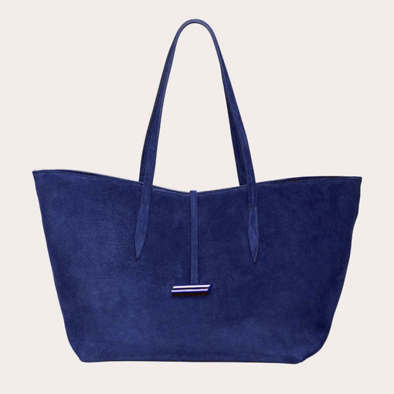 Navy Little Liffner Penne Suede Women\'s Tote Bag | FKXCQU-921