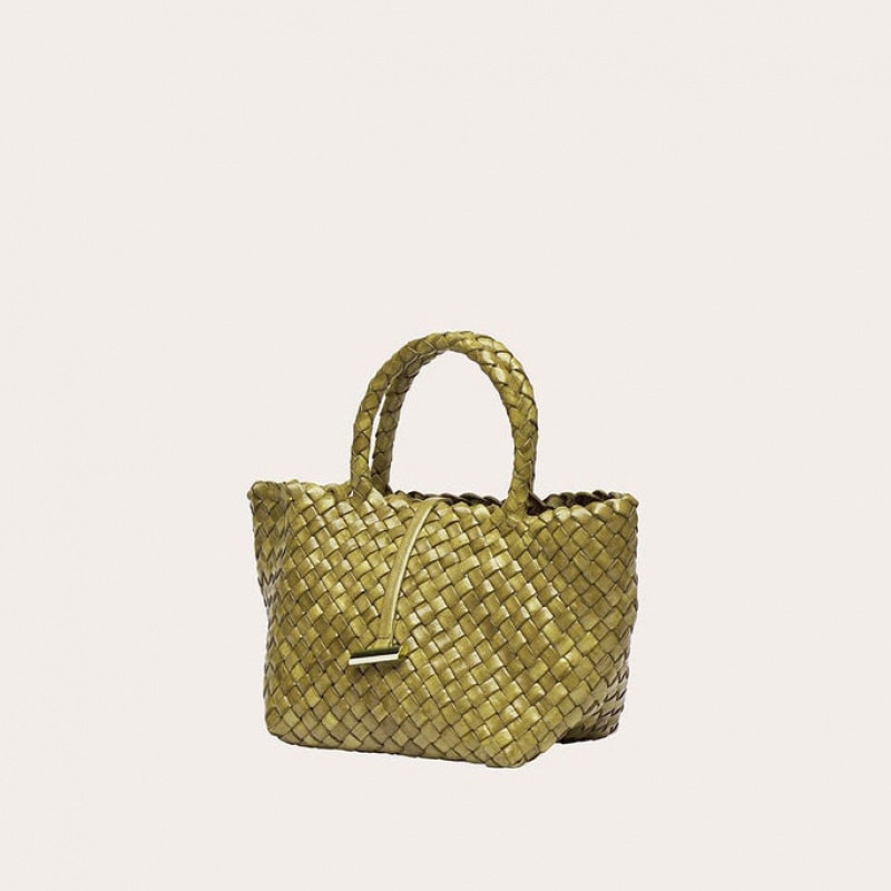 Olive Little Liffner Mini Leather Basket Women's Tote Bag | DEBLZW-518