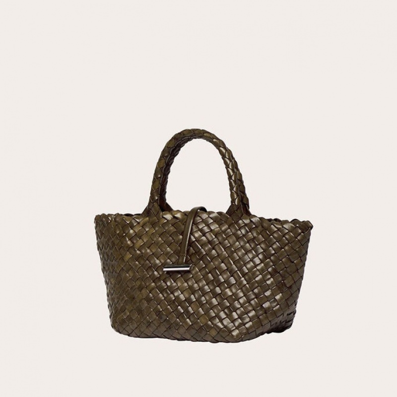 Olive Little Liffner Mini Leather Basket Women's Tote Bag | DBKXMH-946