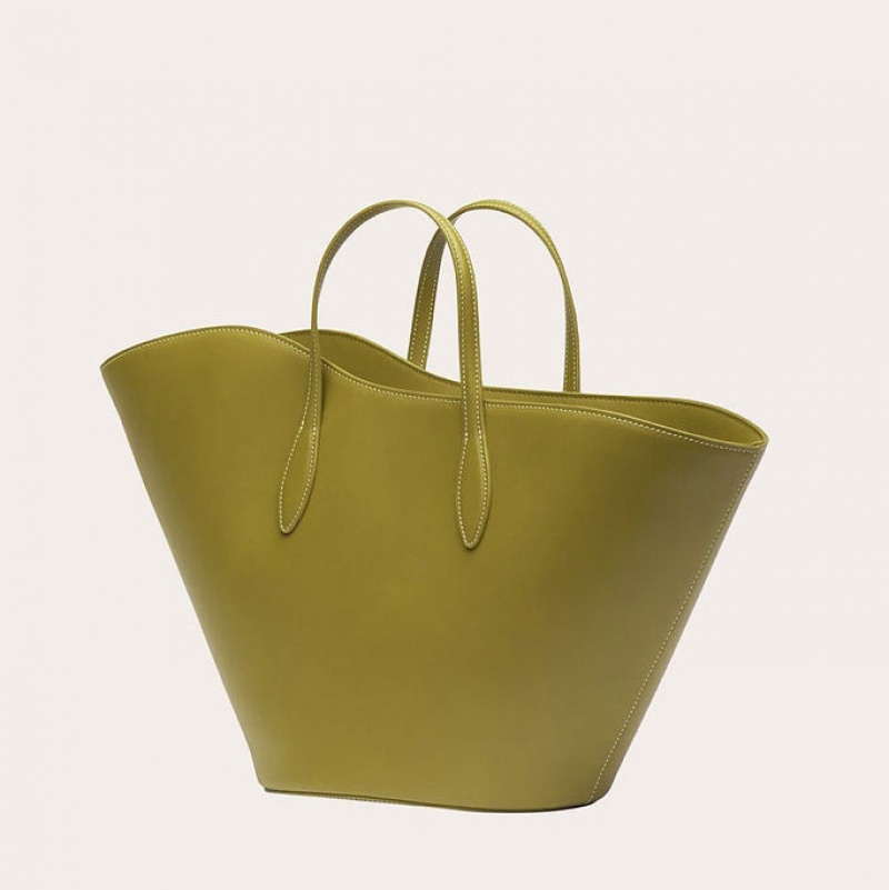 Olive Little Liffner Open Tulip Medium Women's Tote Bag | HZERPV-724