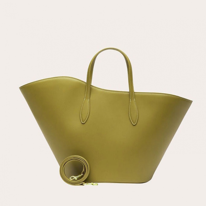 Olive Little Liffner Open Tulip Medium Women's Tote Bag | HZERPV-724