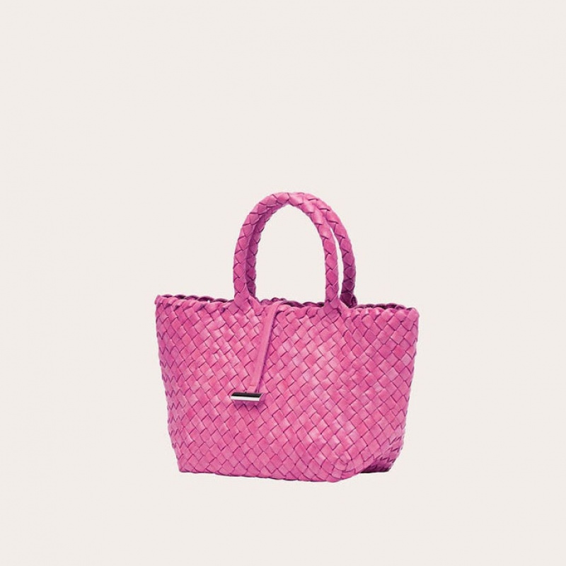 Pink Little Liffner Mini Leather Basket Women's Tote Bag | NTZPJB-271