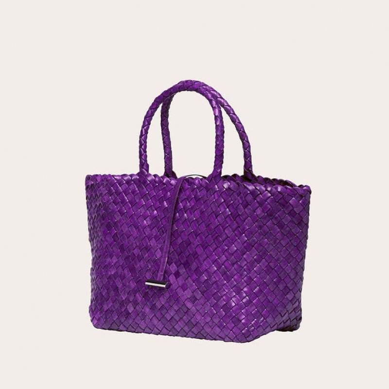 Purple Little Liffner Midi Leather Basket Women's Tote Bag | RMBGLU-632