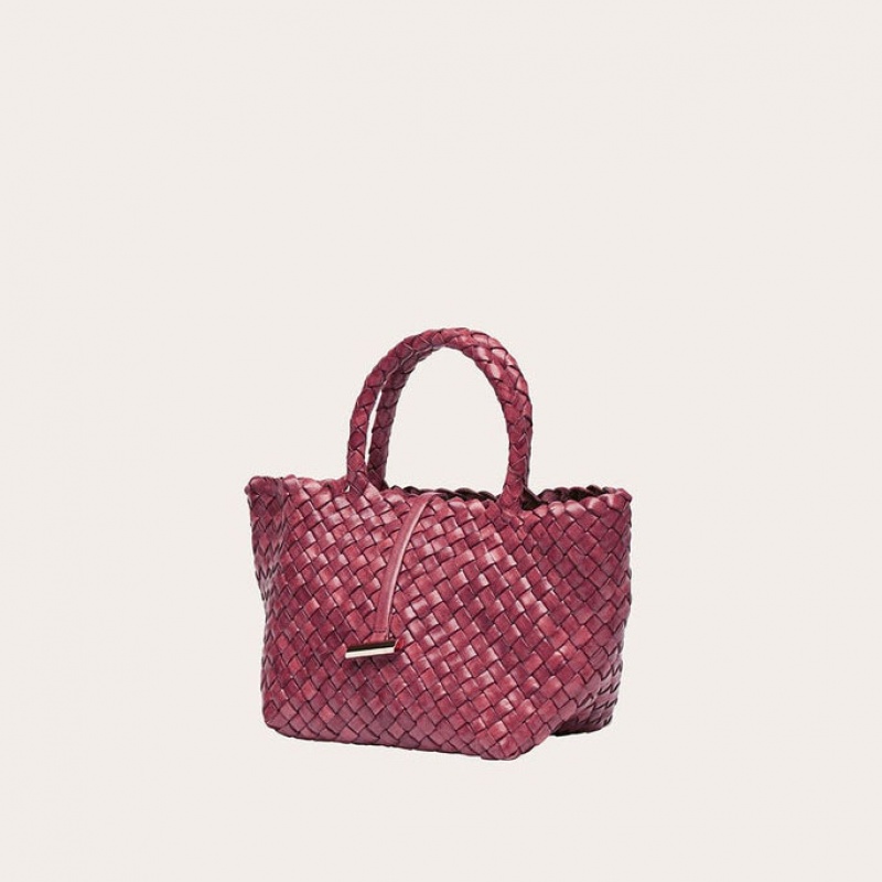 Red Little Liffner Mini Leather Basket Women's Tote Bag | MCEQHJ-046