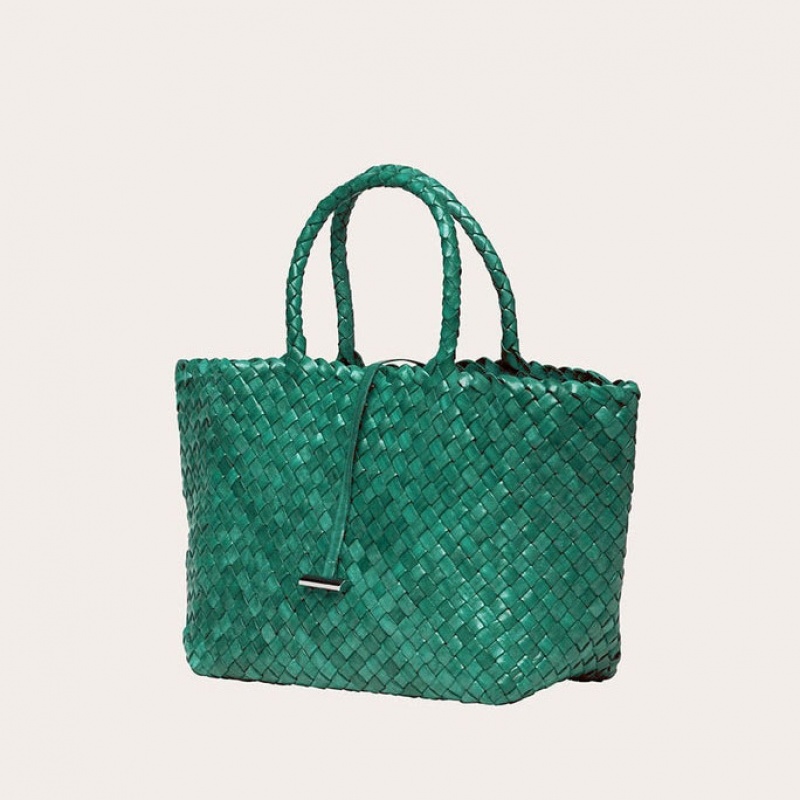Turquoise Little Liffner Midi Leather Basket Women's Tote Bag | RHWBDS-285