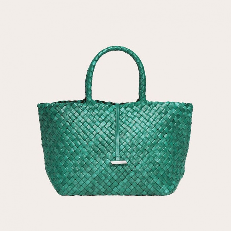 Turquoise Little Liffner Midi Leather Basket Women\'s Tote Bag | RHWBDS-285